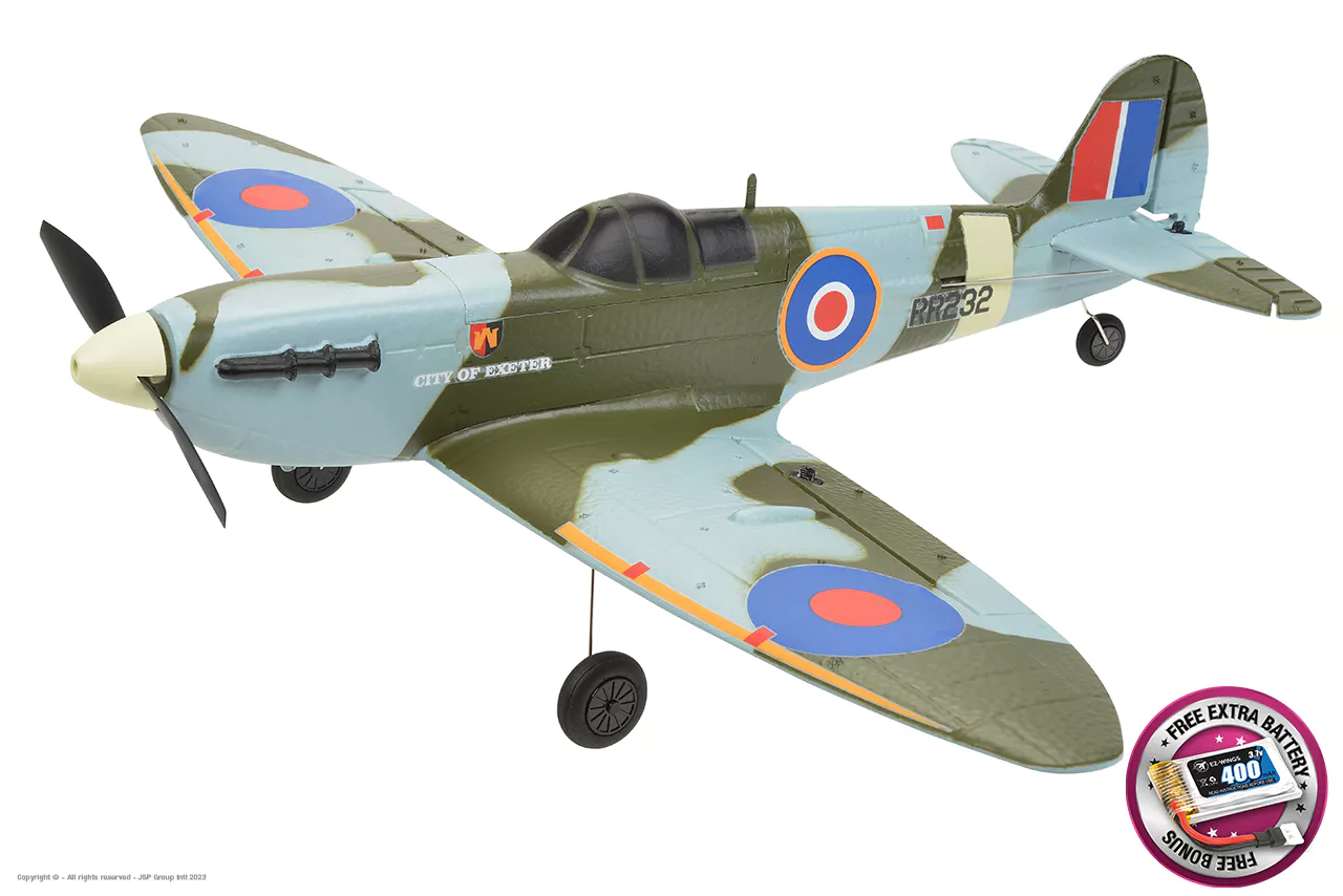 Mini Spitfire MK II verde RTF 450 mm Batería Li-Po 1+1 Cargador USB - EZ-Wings - Imagen 6