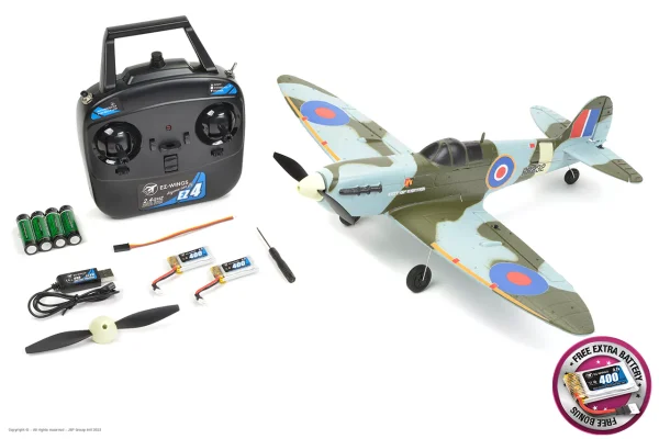 Mini Spitfire MK II verde RTF 450 mm Batería Li-Po 1+1 Cargador USB ...