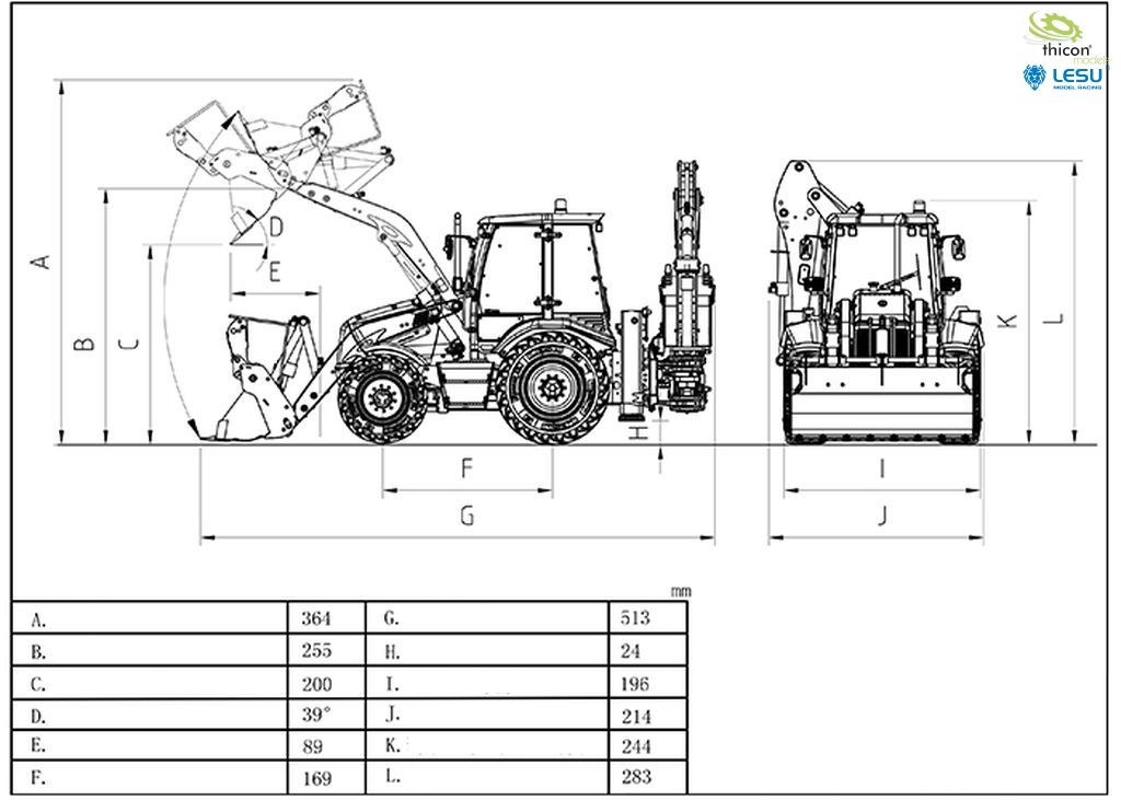 Retroexcavadora 1:14 BL71 montada - Thicon-Models - Imagen 4