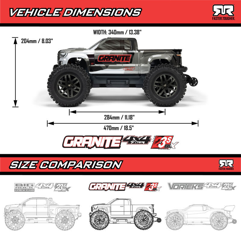 GRANITE 223S DSC 4X4 RTR 1/10 Brushless Monster Truck Blue - Arrma - Imagen 11