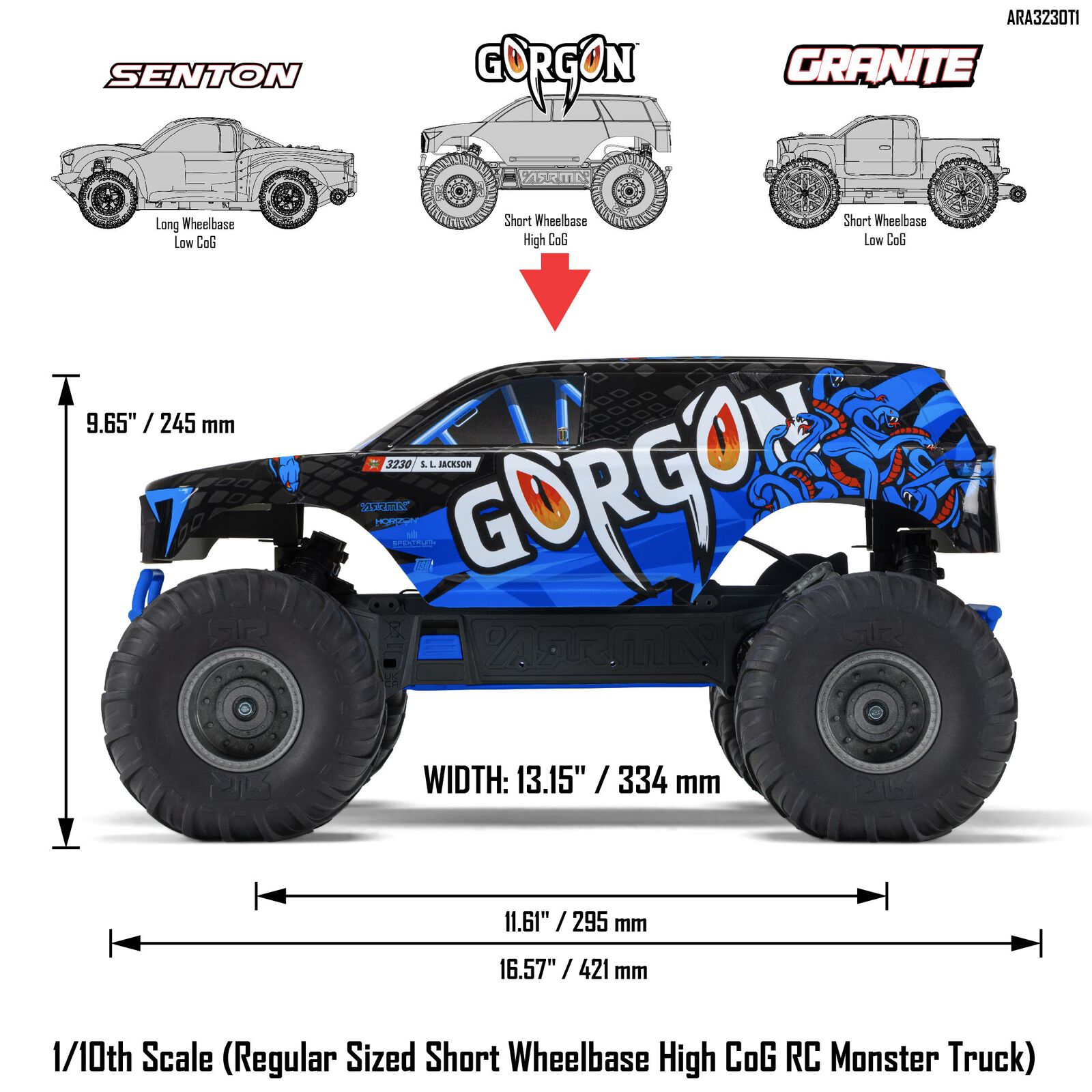 GORGON 2WD RTR Brushed Monster Truck 1/10 - Arrma - Imagen 2