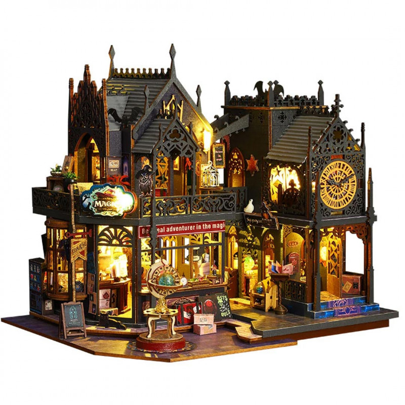 CUTEBEE Kit Book Nook - Maison de Poupée Miniature DIY avec Éclairage LED, Puzzle 3D en Bois à