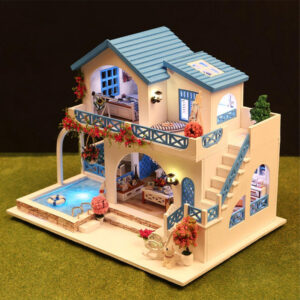 Casa en miniatura 1/24 rompecabezas 3D Pueblo Azul y Blanco - CuteBee