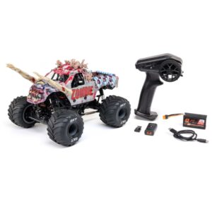 Mini LMT Zombie 2S 4X4 RTR Brushed Monster Truck 1/18 (Bat/Carg) Red - Losi