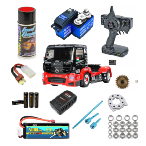Pack Completo Camión RC MB Actros MP4 (TT-01E) 1/14 para competición - Tamiya